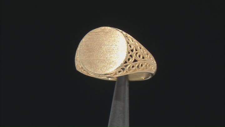 18k Yellow Gold Over Sterling Silver Signet Ring Video Thumbnail