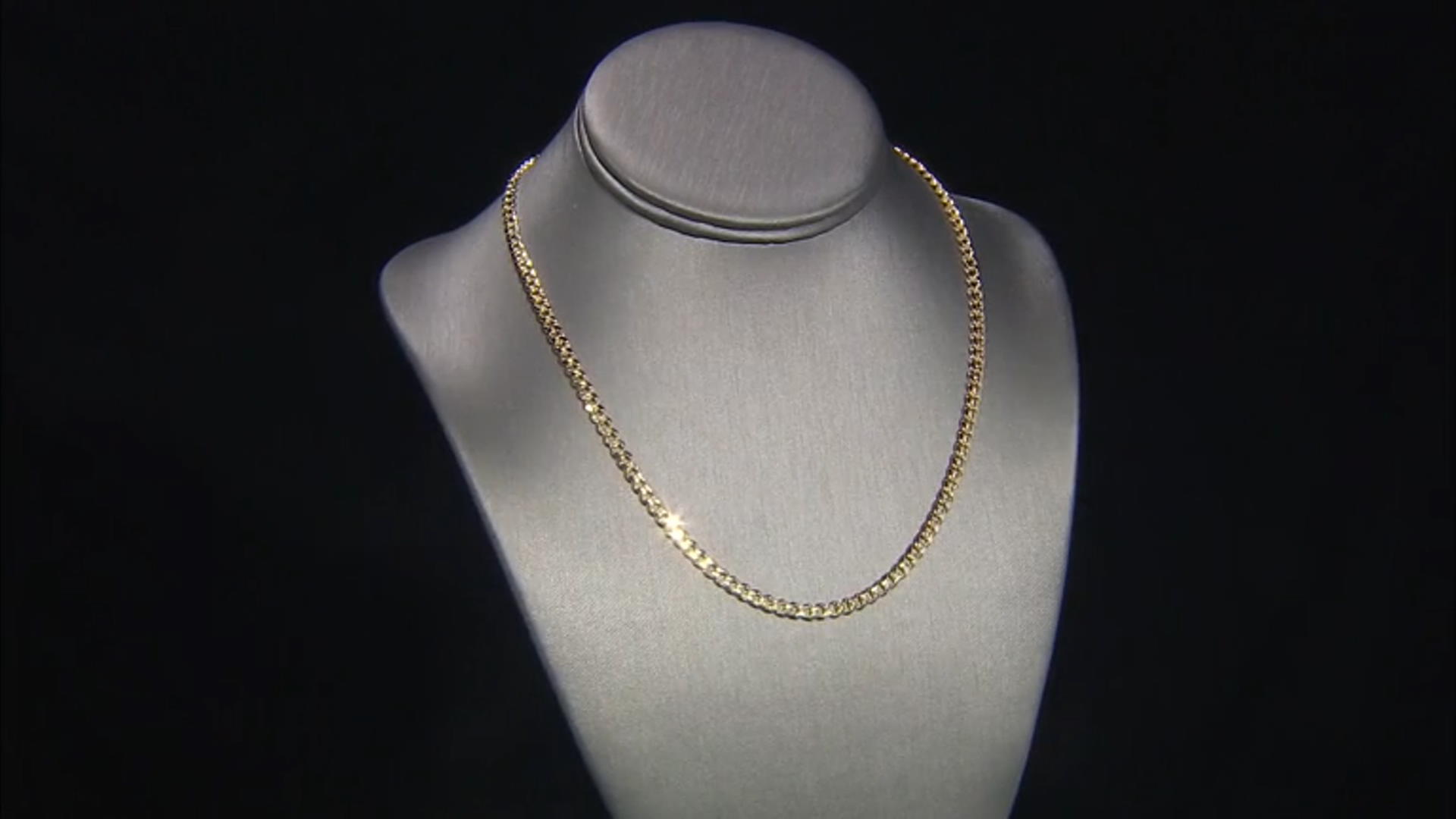 18k Yellow Gold Over Sterling Silver Cuban Chain Necklace Video Thumbnail