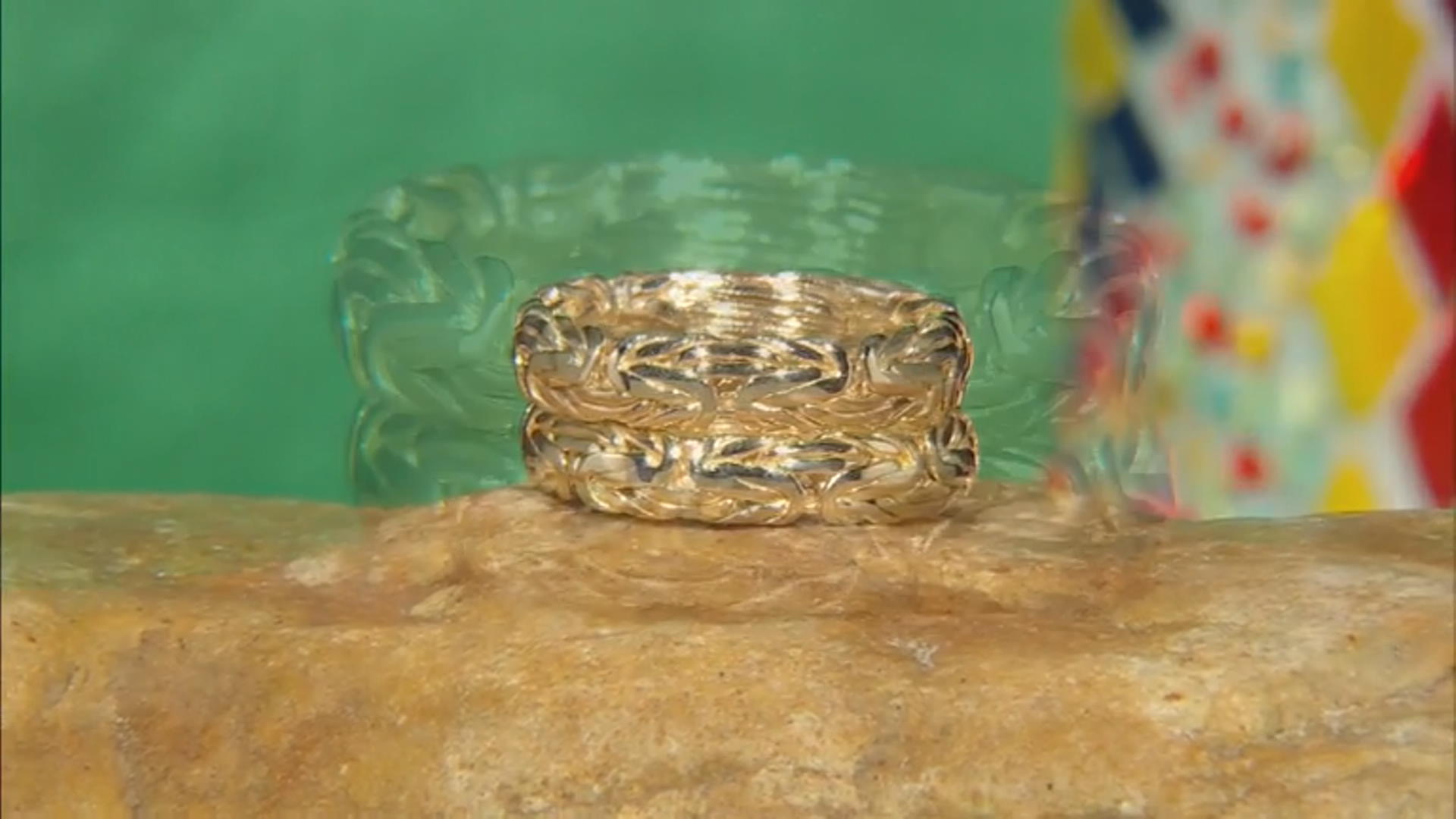 18k Yellow Gold Over Sterling Silver Set of 2 Byzantine Rings Video Thumbnail