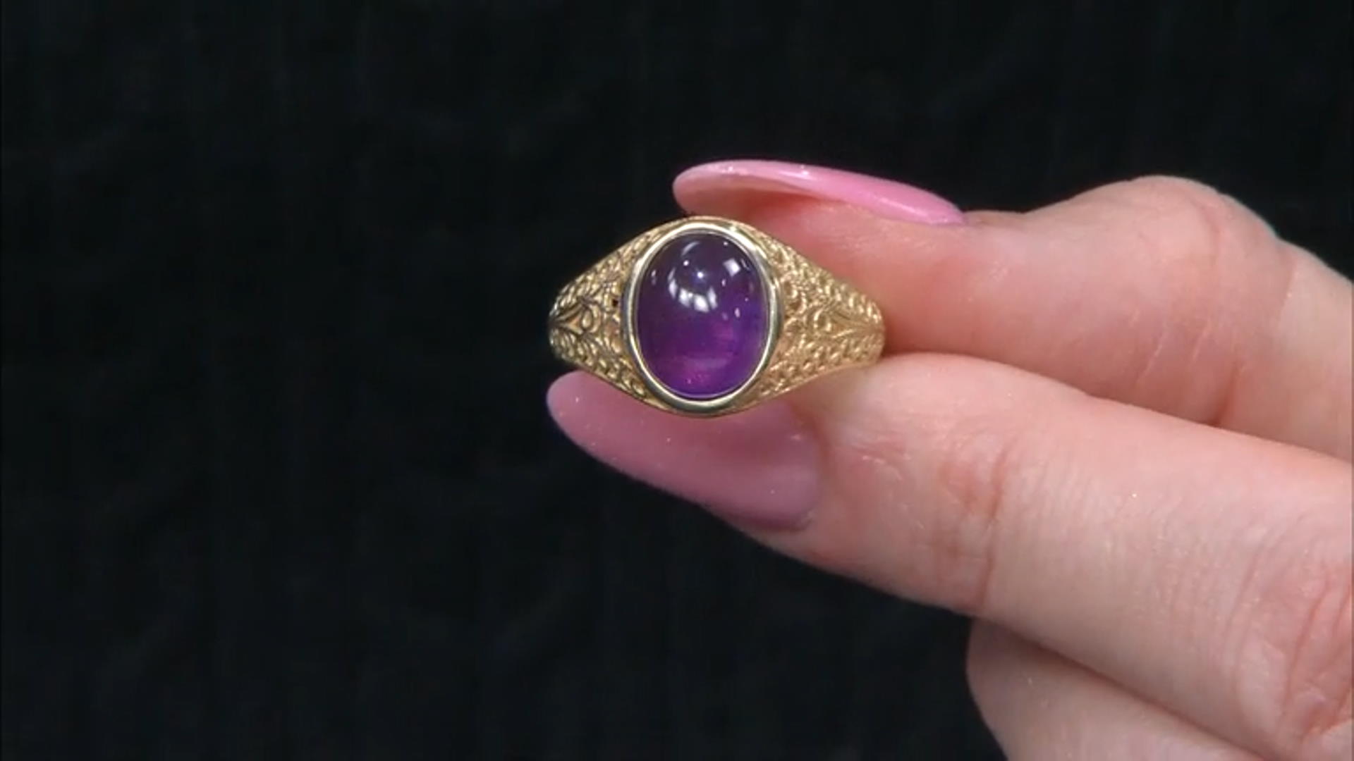 Oval Amethyst 18k Yellow Gold Over Sterling Silver Ring Video Thumbnail