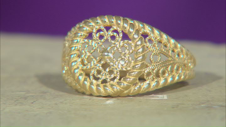 18k Gold Over Sterling Silver Filigree Band Ring Video Thumbnail
