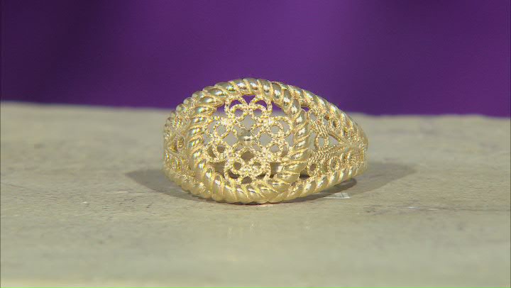 18k Gold Over Sterling Silver Filigree Band Ring Video Thumbnail
