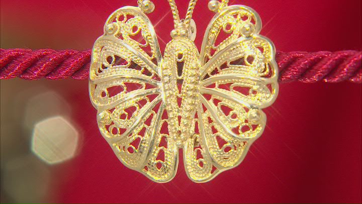 18k Yellow Gold Over Sterling Silver Butterfly Brooch Video Thumbnail