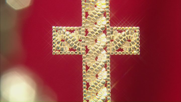 18k Yellow Gold Over Sterling Silver Cross Pendant Video Thumbnail