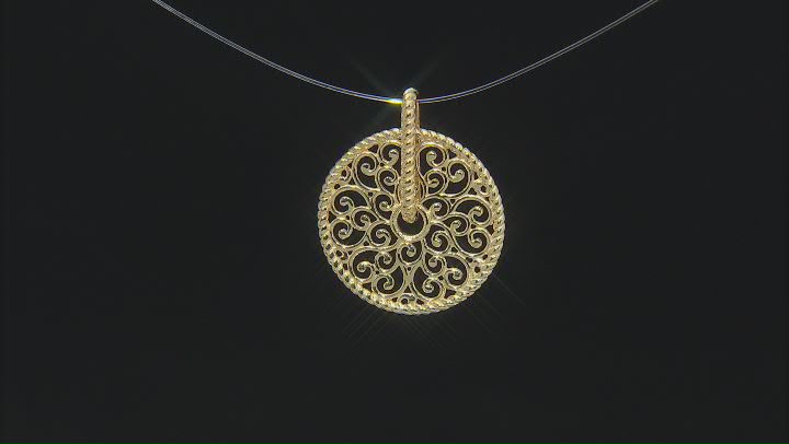 18K Yellow Gold Over Sterling Silver Spin Disc Pendant Video Thumbnail