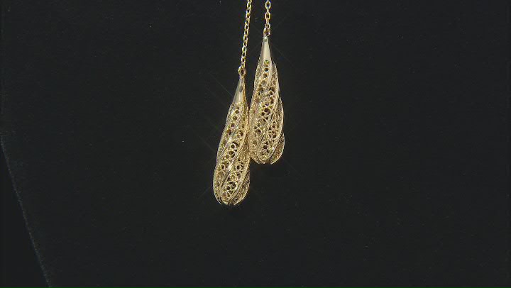 18K Yellow Gold Over Sterling Silver Double Filigree Tear Drop Station Necklace Video Thumbnail