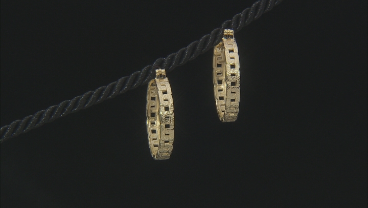 18K Yellow Gold Over Sterling Silver Interlocking Design Hoop Earrings Video Thumbnail