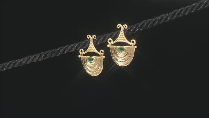 Green Crystal 18K Yellow Gold Over Sterling Silver Earrings Video Thumbnail