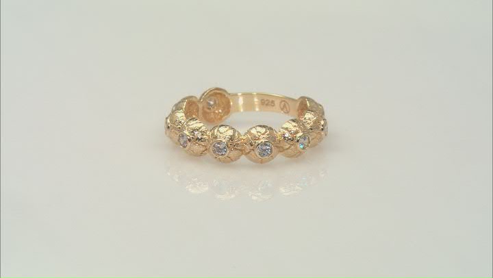 Cuibc Zirconia 18K Yellow Gold Over Sterling Silver Textured Band Ring 0.55ctw Video Thumbnail