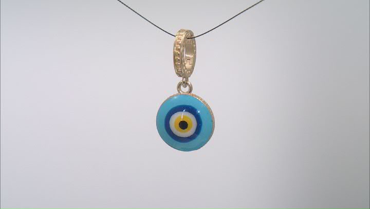 Blue Enamel 18k Yellow Gold Over Sterling Silver Pendant With Bag Set Video Thumbnail
