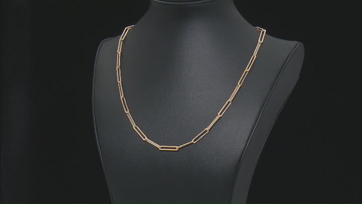 18k Yellow Gold Over Sterling Silver Paper Clip Chain Necklace Video Thumbnail