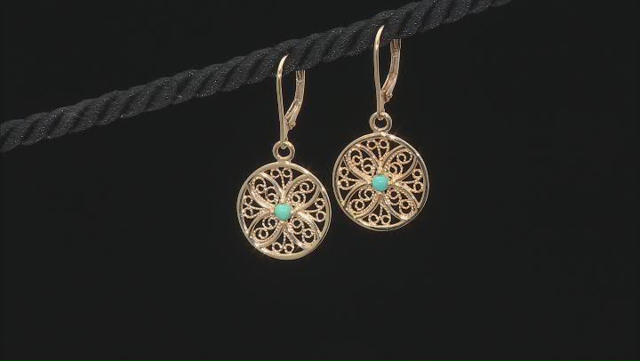 3mm Turquoise 18K Yellow Gold Over Sterling Silver Earrings Video Thumbnail