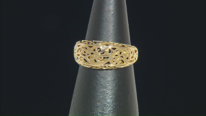 18K Yellow Gold Over Sterling Silver Filigree Ring Video Thumbnail