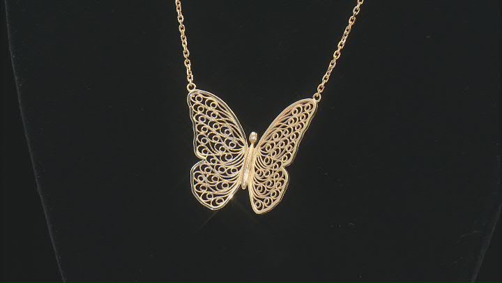 18K Yellow Gold Over Sterling Silver Butterfly Necklace Video Thumbnail