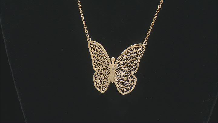 18K Yellow Gold Over Sterling Silver Butterfly Necklace Video Thumbnail