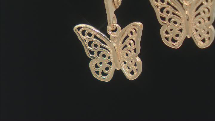 18K Yellow Gold Over Sterling Silver Butterfly Earrings Video Thumbnail