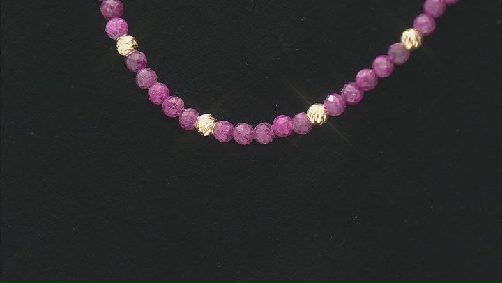 4mm Mahaleo(R)Ruby With 18K Yellow Gold Over Sterling Silver Accent Beaded Necklace Video Thumbnail