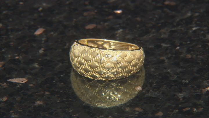 18K Yellow Gold Over Sterling Silver Textured Ring Video Thumbnail