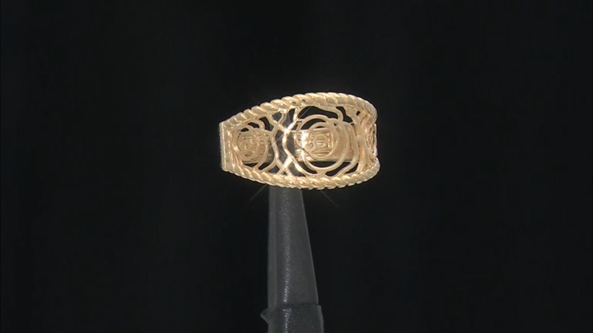 18K Yellow Gold Over Sterling Silver Rose Ring Video Thumbnail