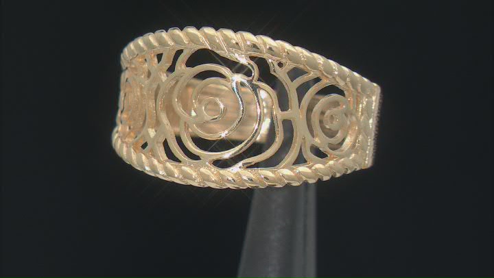 18K Yellow Gold Over Sterling Silver Rose Ring Video Thumbnail