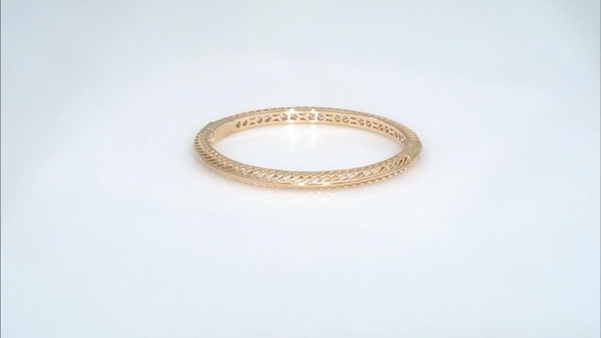 18K Yellow Gold Over Sterling Silver Filigree Bangle Bracelet Video Thumbnail