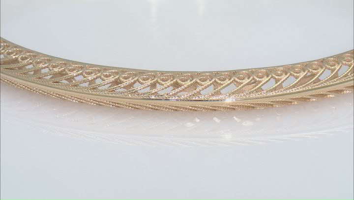 18K Yellow Gold Over Sterling Silver Filigree Bangle Bracelet Video Thumbnail