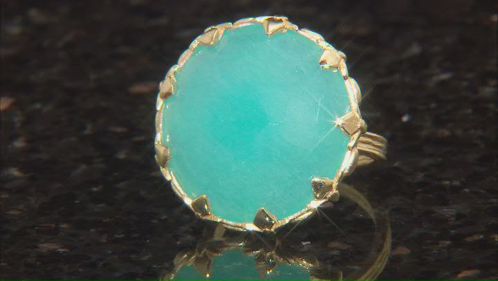 Blue Quartz 18K Yellow Gold Over Sterling Silver Ring Video Thumbnail