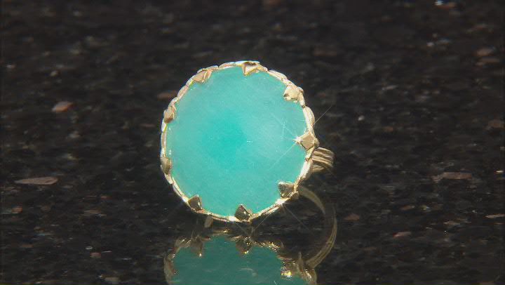 Blue Quartz 18K Yellow Gold Over Sterling Silver Ring Video Thumbnail