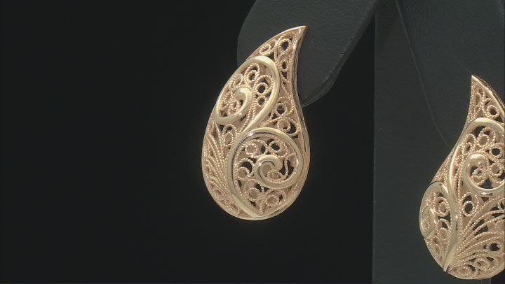 18K Yellow Gold Over Sterling Silver Filigree Bubble Stud Earrings Video Thumbnail