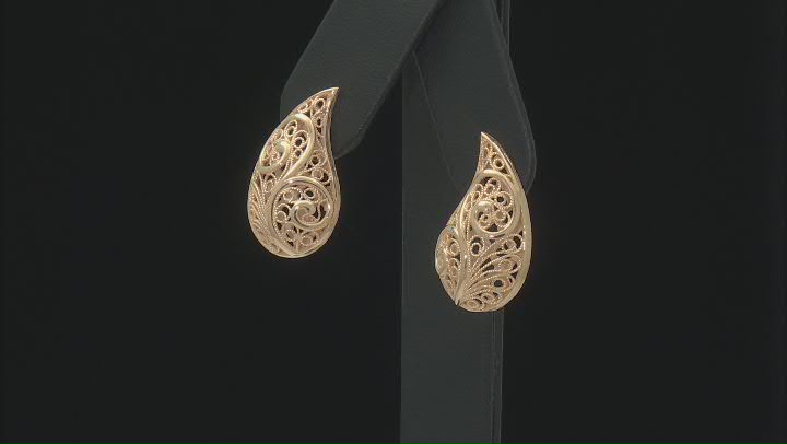 18K Yellow Gold Over Sterling Silver Filigree Bubble Stud Earrings Video Thumbnail