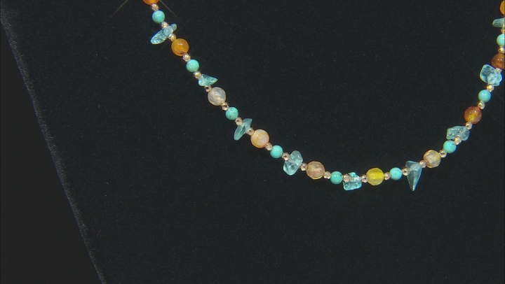 Kingman Turquoise, Carnelian, Agate Chips & Hematine Silver necklace Video Thumbnail