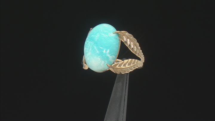 Blue Sleeping Beauty Turquoise 14k Gold Leaf Ring Video Thumbnail