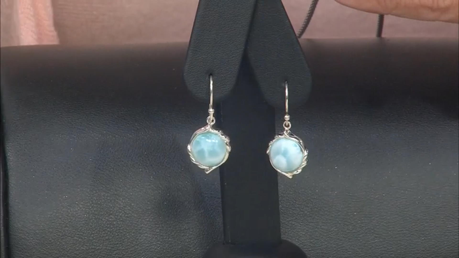 Blue Larimar Rhodium Over Sterling Silver Dangle Earrings Video Thumbnail