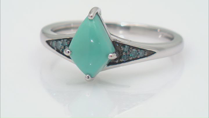 Kite Kingman Turquoise and Blue Diamond Sterling Silver Ring 0.05ctw Video Thumbnail