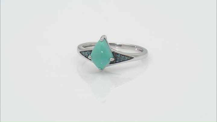 Kite Kingman Turquoise and Blue Diamond Sterling Silver Ring 0.05ctw Video Thumbnail