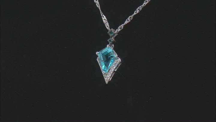 Kite Swiss Blue Topaz With White Zircon Blue Diamonds Sterling Silver Pendant 2.60ctw Video Thumbnail