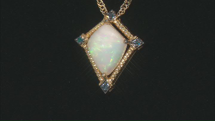 Kite Opal And Blue Diamond 18k Yellow Gold Over Sterling Silver Pendant 0.03ctw Video Thumbnail