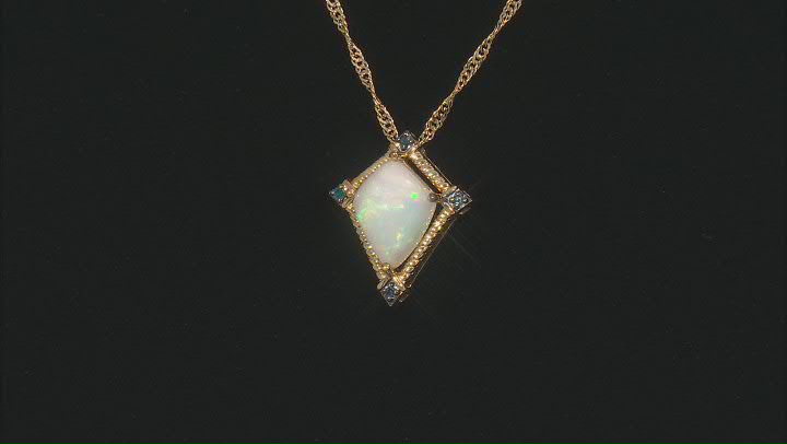 Kite Opal And Blue Diamond 18k Yellow Gold Over Sterling Silver Pendant 0.03ctw Video Thumbnail