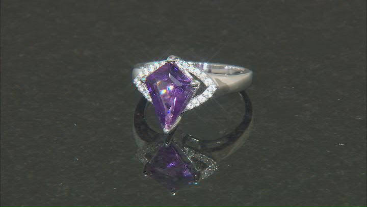 Kite Amethyst and White Zircon Sterling Silver Ring 2.37ctw Video Thumbnail