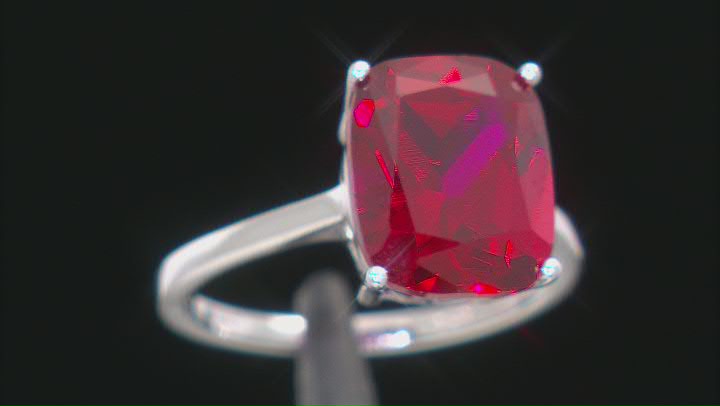 Lab Created Ruby Rhodium Over Sterling Silver Ring 6.07ct Video Thumbnail