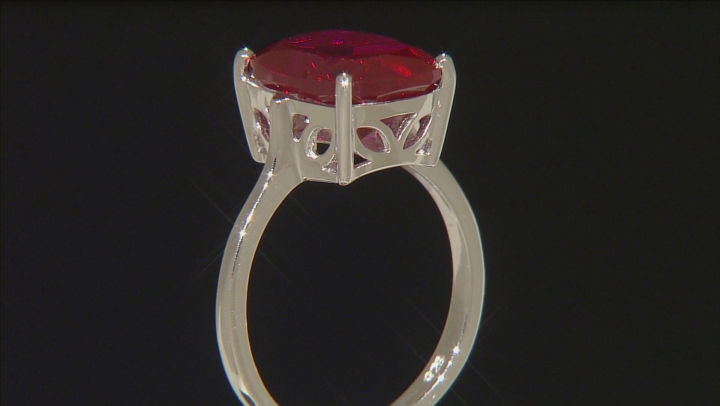 Lab Created Ruby Rhodium Over Sterling Silver Ring 6.07ct Video Thumbnail