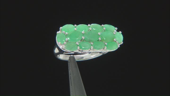 Sakota Emerald Rhodium Over Sterling Silver Ring 2.84ctw Video Thumbnail