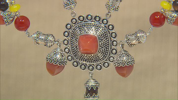 Red Onyx Rhodium Over Silver Bead Necklace Video Thumbnail
