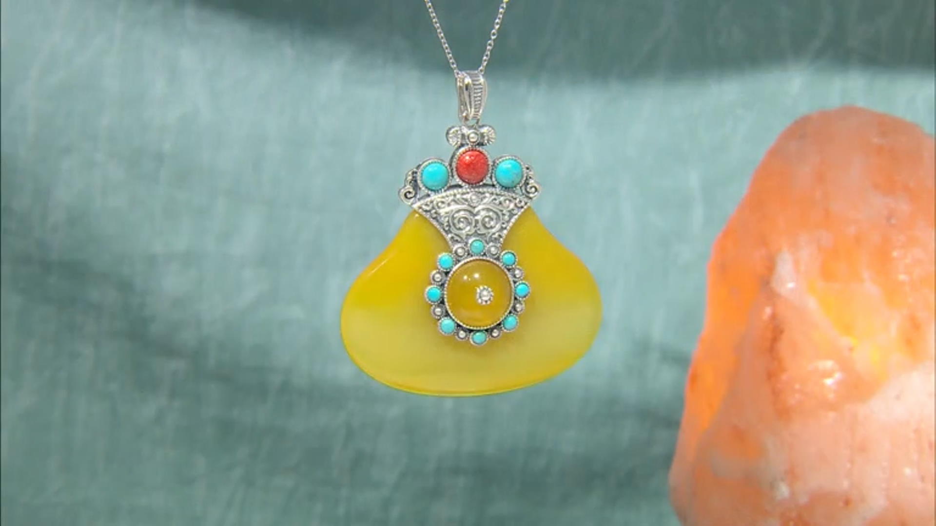 Yellow Onyx Sterling Silver Enhancer With Chain Video Thumbnail