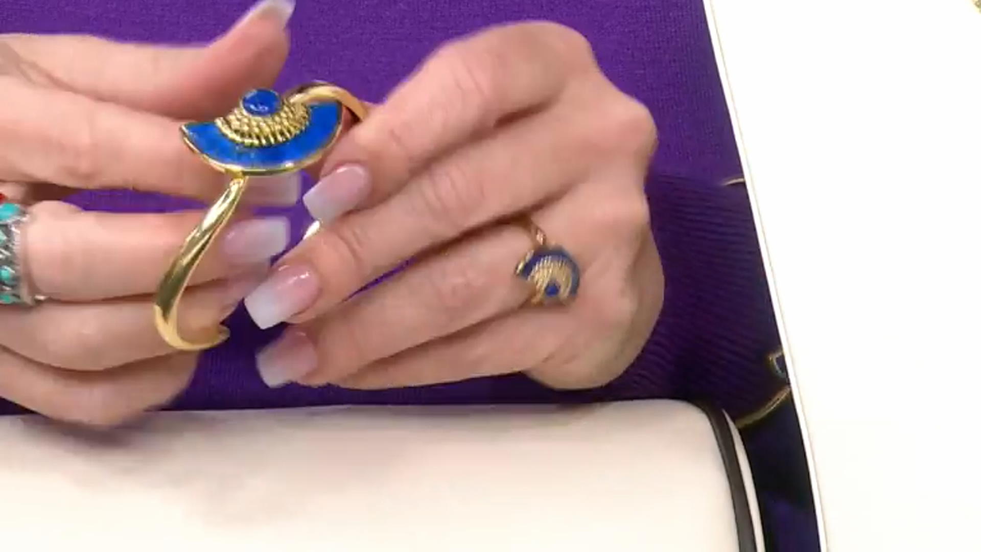 Lapis Lazuli 18k Yellow Gold Over Brass Bracelet Video Thumbnail