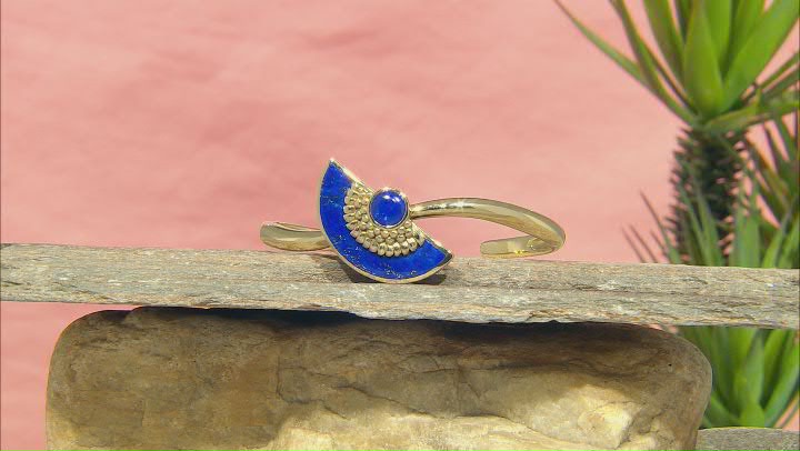 Lapis Lazuli 18k Yellow Gold Over Brass Bracelet Video Thumbnail