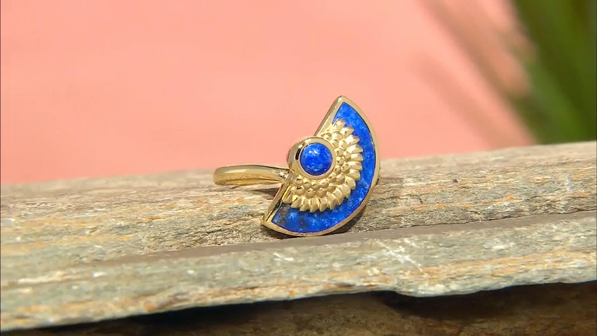 Lapis Lazuli 18k Yellow Gold Over Sterling Silver Ring Video Thumbnail