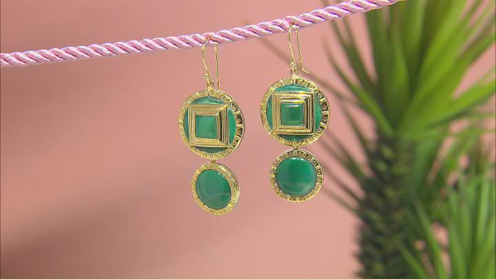 Green Onyx 18k Yellow Gold Over Brass Earrings Video Thumbnail