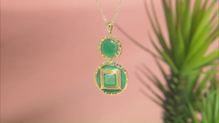 Green Onyx 18k Yellow Gold Over Brass Pendant With Chain Video Thumbnail