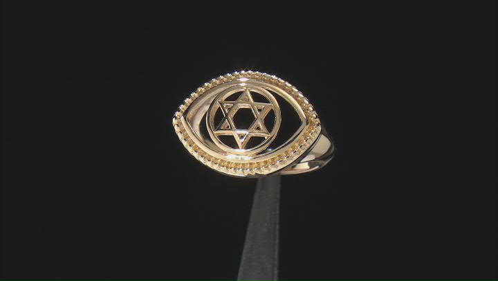 Evil Eye 18k Yellow Gold Over Sterling Silver Ring Video Thumbnail